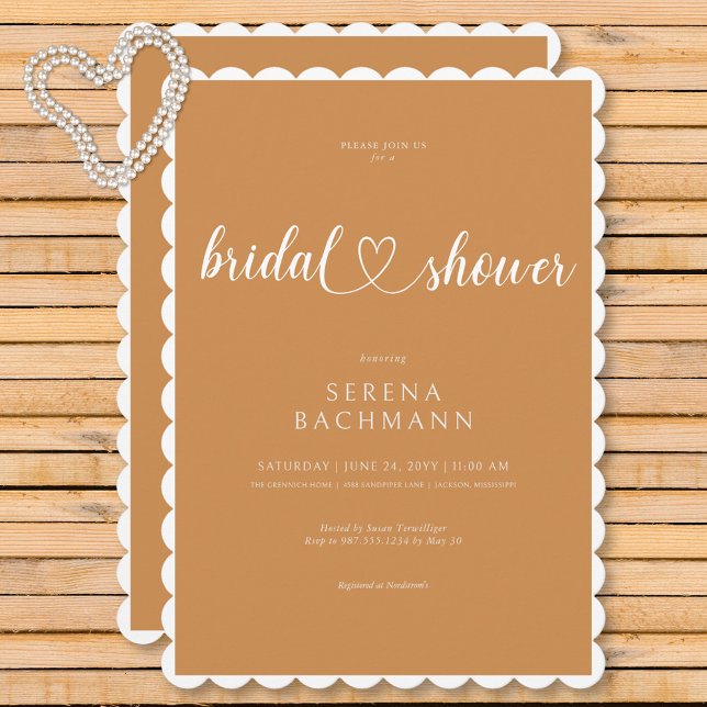 Modern Romantic Minimal Rust Bridal Shower Invitation (Modern Romantic Minimal Rust Bridal Shower Invitation)