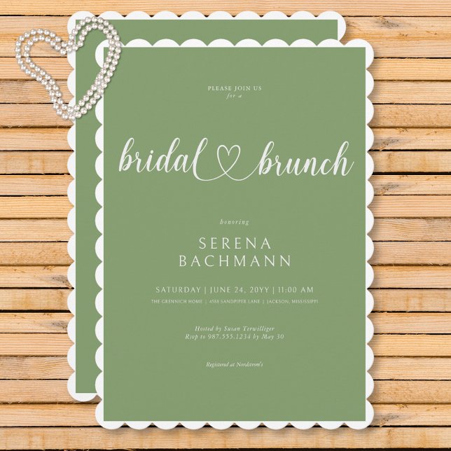 Modern Romantic Minimal Sage Green Bridal Brunch Invitation (Modern Romantic Minimal Sage Green Bridal Brunch Invitation)