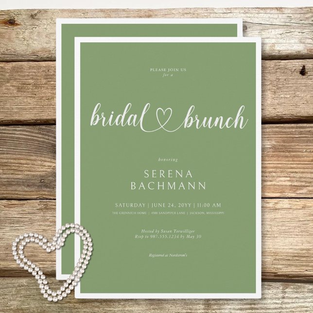 Modern Romantic Minimal Sage Green Bridal Brunch Invitation (Modern Romantic Minimal Sage Green Bridal Brunch Invitation)