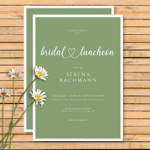 Modern Romantic Minimal Sage Green Bridal Luncheon Invitation
