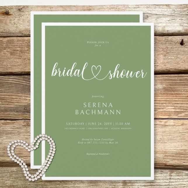 Modern Romantic Minimal Sage Green Bridal Shower Invitation (Modern Romantic Minimal Sage Green Bridal Shower Invitation)