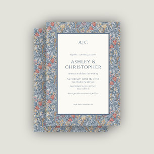 Modern Romantic Morris Floral Blue Mist Wedding Invitation