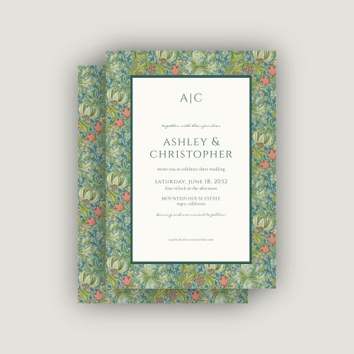 Modern Romantic Morris Floral Mineral Wedding Invitation