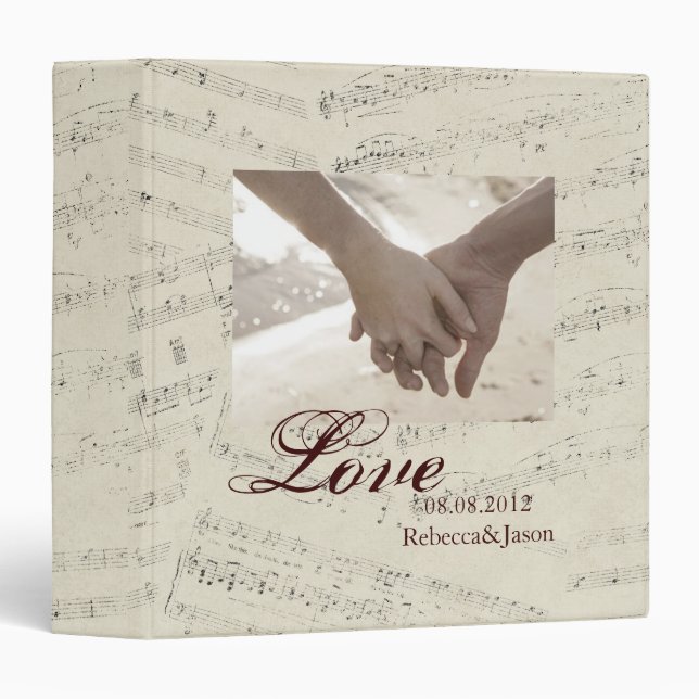 Modern Romantic Music notes Music Wedding Binder (Front/Spine)