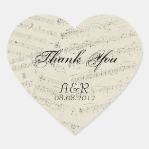 Modern Romantic Music notes Music Wedding Heart Sticker