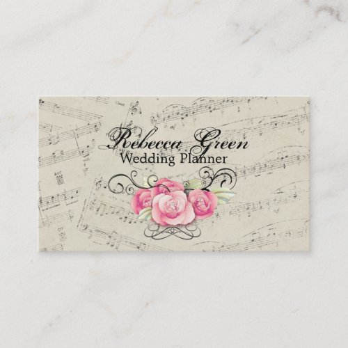 romantic Vintage musicnotes modern boutique Business Cards