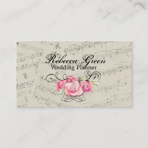 Customizable romantic Vintage musicnotes modern boutique Business Cards