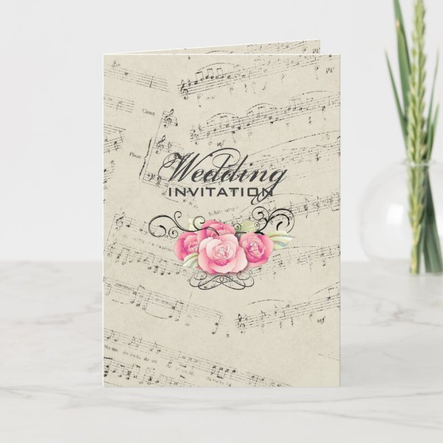 Modern Romantic Musicnotes Music Wedding Invitation (Front)