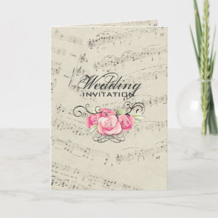 Modern Romantic Musicnotes Music Wedding Invitation