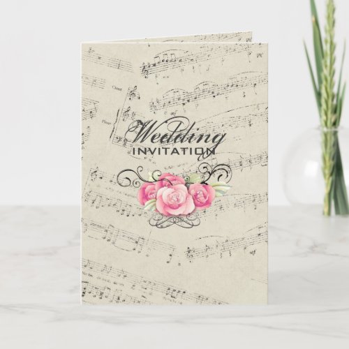 Modern Romantic Musicnotes Music Wedding Invitation