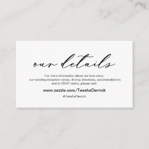 Modern romantic, Our Wedding Details Enclosure Car Card