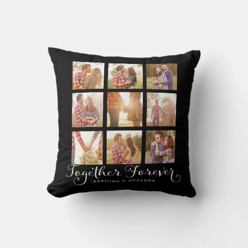 Modern Romantic Photo Collage Together Forever Throw Pillow