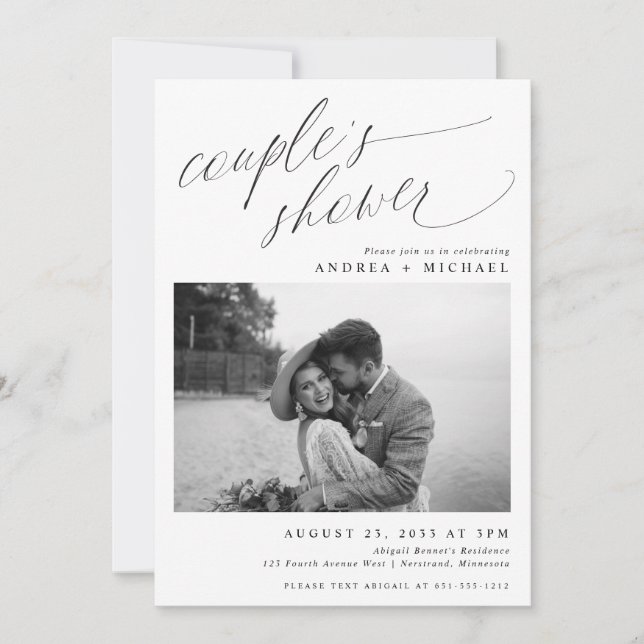 Modern Romantic Photo Couple's or Bridal Shower In Invitation (Front)