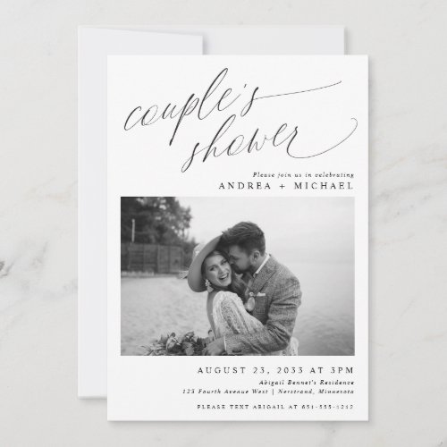 Modern Romantic Photo Couples or Bridal Shower In Invitation