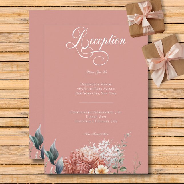 Modern Romantic Pink Garden Floral Reception Enclosure Card (Modern Romantic Pink Garden Floral Reception Enclosure Card)