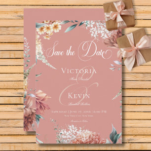 Modern Romantic Pink Garden Floral Wedding Save The Date