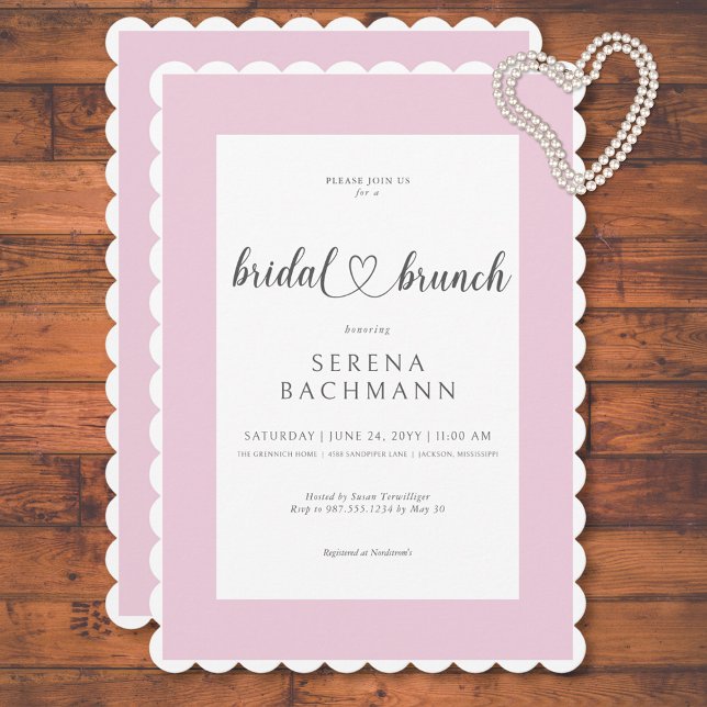 Modern Romantic Pink & White Bridal Brunch Invitation (Modern Romantic Pink & White Bridal Brunch Invitation)