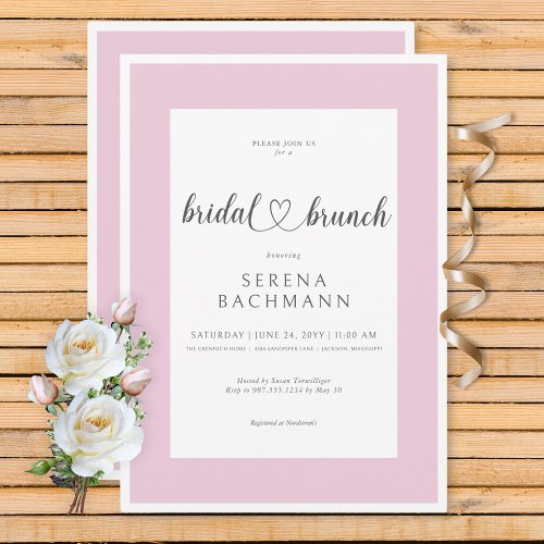 Modern Romantic Pink  White Bridal Brunch Invitation