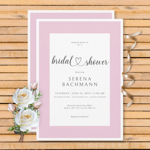 Modern Romantic Pink  White Bridal Shower Invitation