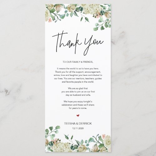 Modern romantic Place Setting Thank You Card