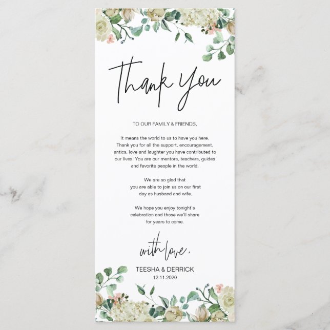 Modern romantic Place Setting Thank You Card (Front)
