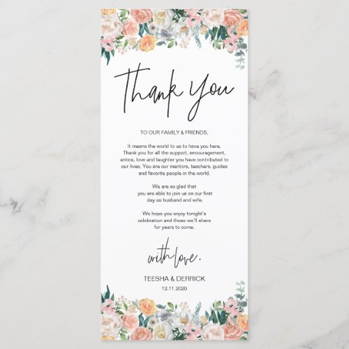 Modern romantic Place Setting Thank You Card