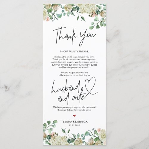 Modern romantic Place Setting Thank You Card