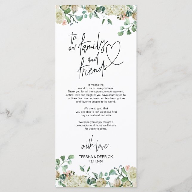 Modern romantic Place Setting Thank You Card (Front)