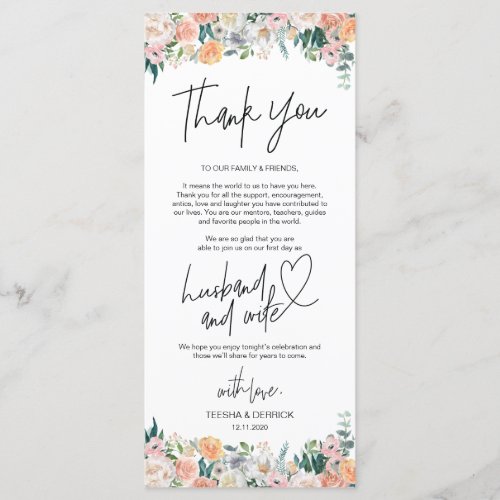 Modern romantic Place Setting Thank You Card