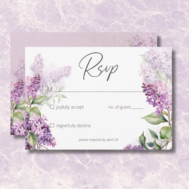 Modern Romantic Purple & Sage Lilacs RSVP Card (Modern Romantic Purple & Sage Lilacs RSVP Card)