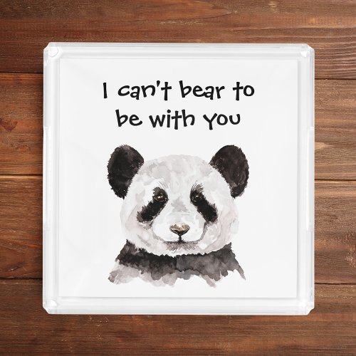 Modern Romantic Quote With Black And White Panda Acrylic Tray