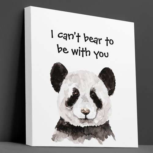 Modern Romantic Quote With Black And White Panda Canvas Print