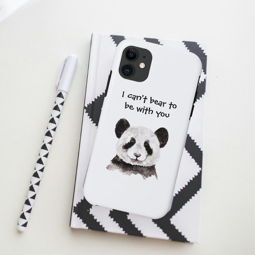 Modern Romantic Quote With Black And White Panda iPhone 11 Case