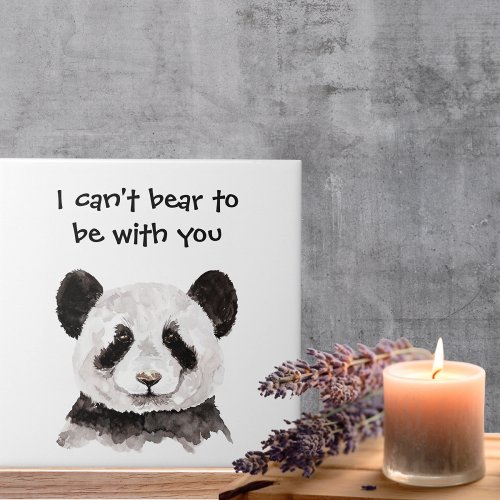 Modern Romantic Quote With Black And White Panda Ceramic Tile