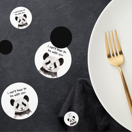 Modern Romantic Quote With Black And White Panda Confetti