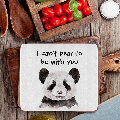Modern Romantic Quote With Black And White Panda Cutting Board