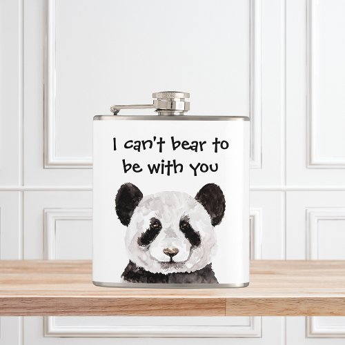 Modern Romantic Quote With Black And White Panda Flask