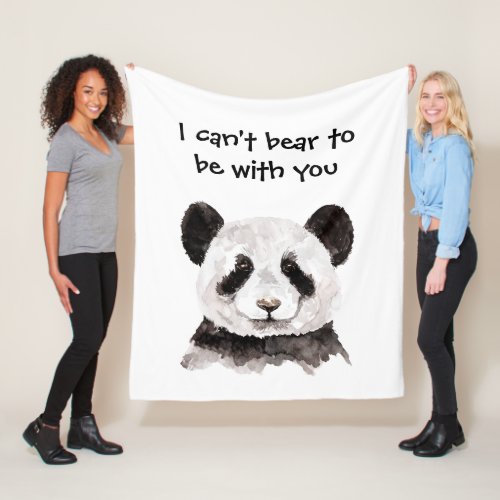 Modern Romantic Quote With Black And White Panda Fleece Blanket