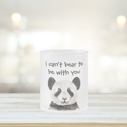 Modern Romantic Quote With Black And White Panda Frosted Glass Coffee Mug