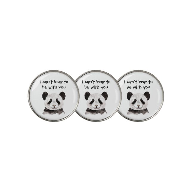 Modern Romantic Quote With Black And White Panda Golf Ball Marker (3 Up)