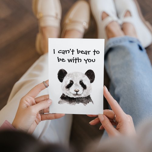 Modern Romantic Quote With Black And White Panda Holiday Card
