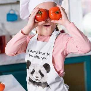 Modern Romantic Quote With Black And White Panda Kids' Apron