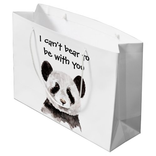 Modern Romantic Quote With Black And White Panda Large Gift Bag