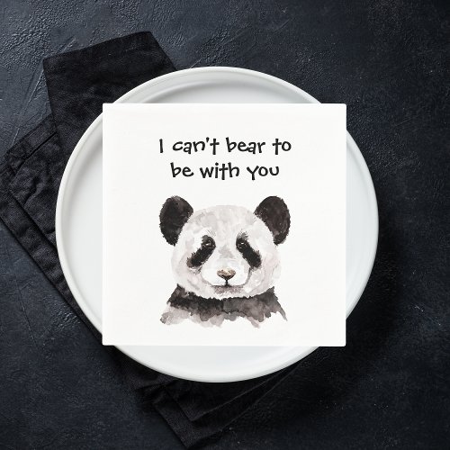 Modern Romantic Quote With Black And White Panda Napkins