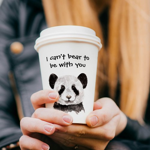 Modern Romantic Quote With Black And White Panda Paper Cups
