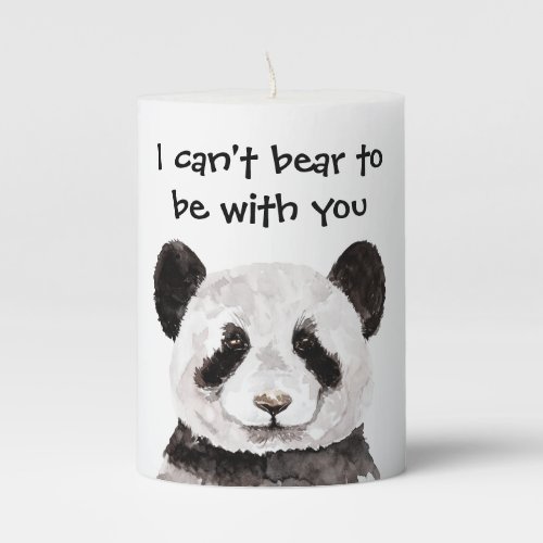 Modern Romantic Quote With Black And White Panda Pillar Candle