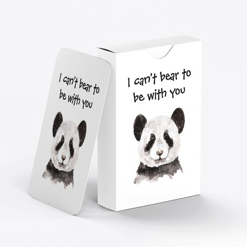 Modern Romantic Quote With Black And White Panda Playing Cards