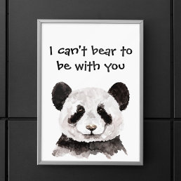 Modern Romantic Quote With Black And White Panda Poster