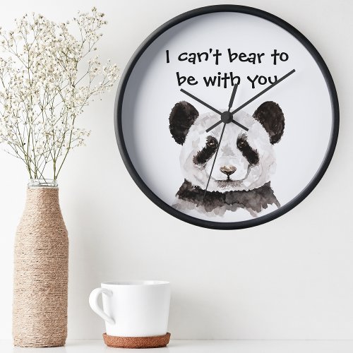 Modern Romantic Quote With Black And White Panda Round Clock