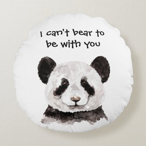 Modern Romantic Quote With Black And White Panda Round Pillow